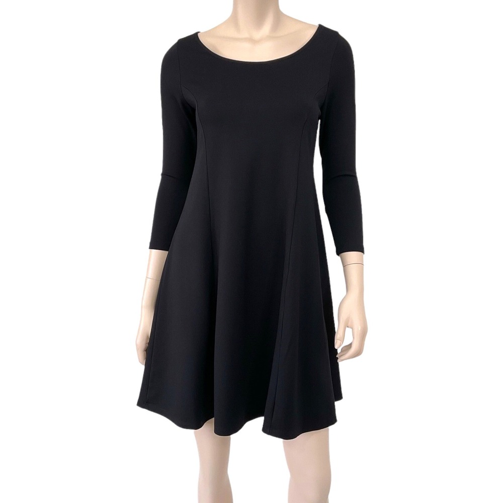 BB Dakota Dress Women Small Black Mini 3/4 Sleeve Fit Flare Skater Y2K